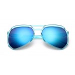 Blue Oversized Pilot Rider Aviator Blue Mirror Polarized Lens Sunglasses